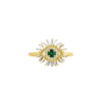 Suzanne Kalan Evil Eye Mini Ring in 18K Yellow Gold, Emerald | Fine Rings | Coveti