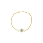 Suzanne Kalan Evil Eye Mini Turquoise Bracelet in 18K Yellow Gold | Fine Bracelets | Coveti