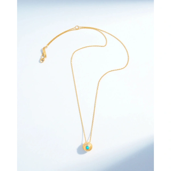 Suzanne Kalan Evil Eye Mini Turquoise Orb Pendant in 18K Yellow Gold | Fine Necklaces | Coveti