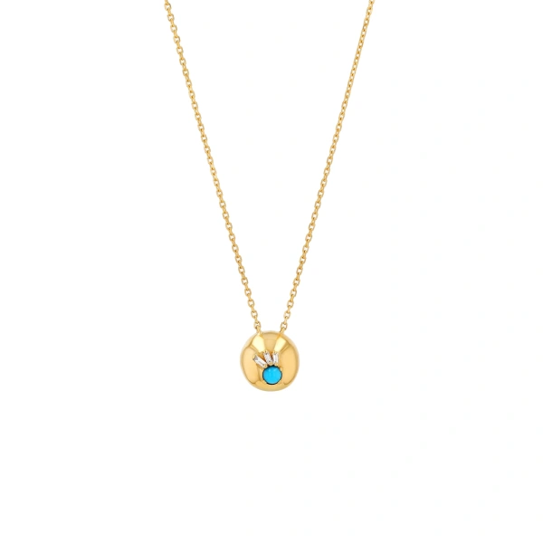 Evil Eye Mini Turquoise Orb Pendant in 18K Yellow Gold