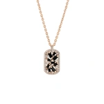 Suzanne Kalan Frenzy Black Sapphire Medium Dog Tag Pendant in 18K Rose Gold | Fine Necklaces | Coveti