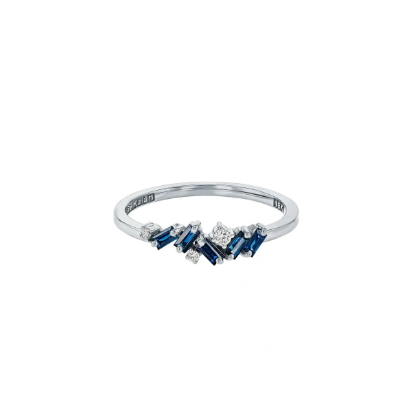 Suzanne Kalan Frenzy Dark Blue Sapphire Ring in 18K White Gold | Fine Rings | Coveti