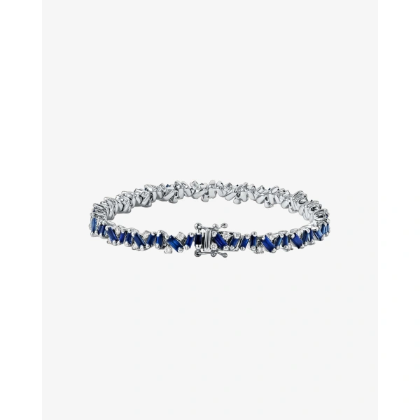 Suzanne Kalan Frenzy Dark Blue Sapphire Tennis Bracelet in 18K White Gold | Fine Bracelets | Coveti