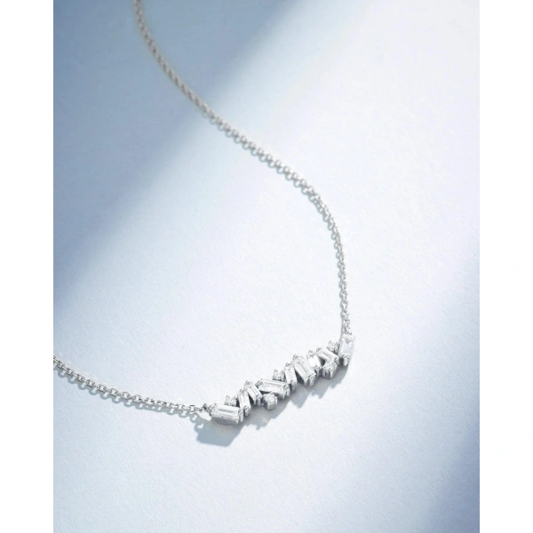 Suzanne Kalan Frenzy Diamond Bar Pendant in 18K White Gold | Fine Necklaces | Coveti