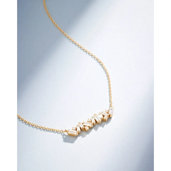 Suzanne Kalan Frenzy Diamond Bar Pendant in 18K Yellow Gold | Fine Necklaces | Coveti