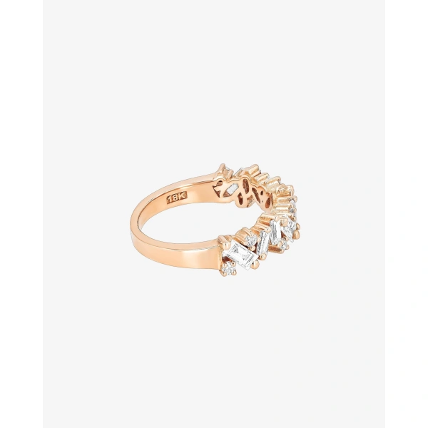 Suzanne Kalan Frenzy Diamond Half Band in 18K Rose Gold | Fine Rings | Coveti