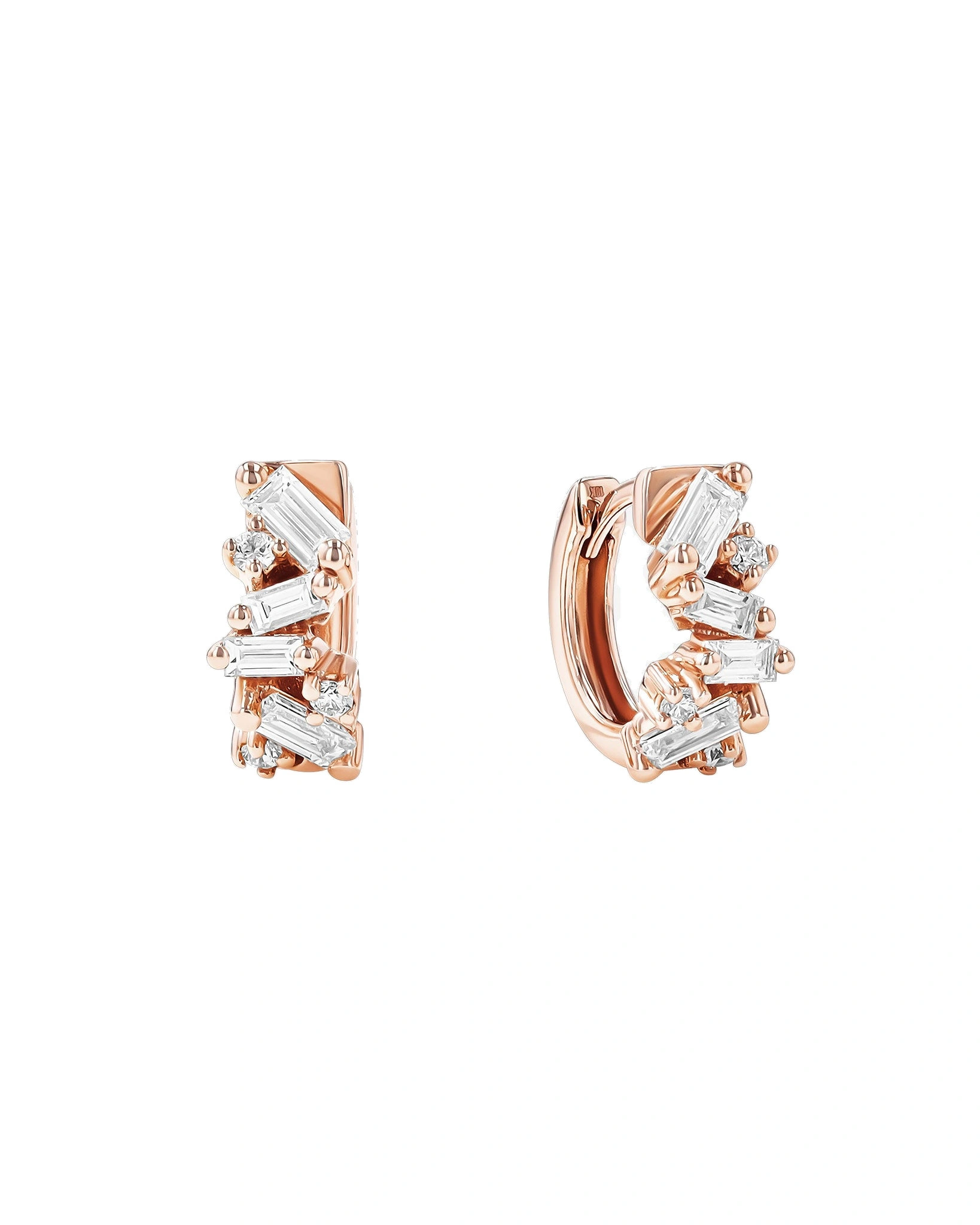Suzanne Kalan Frenzy Diamond Huggies in 18K Rose Gold Suzanne Kalan Frenzy Diamond Huggies in 18K Rose Gold | Fine Earrings | Coveti