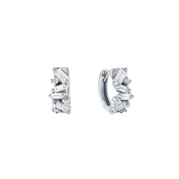 Frenzy Diamond Huggies in 18K White Gold