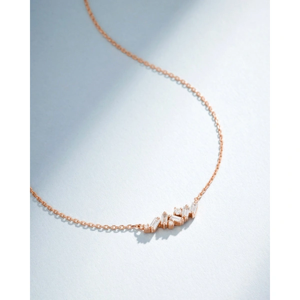 Suzanne Kalan Frenzy Diamond Mini Bar Pendant in 18K Rose Gold | Fine Necklaces | Coveti
