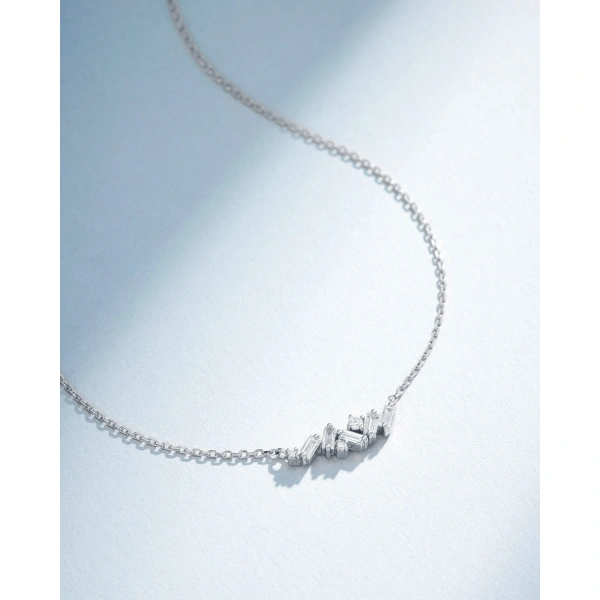 Suzanne Kalan Frenzy Diamond Mini Bar Pendant in 18K White Gold | Fine Necklaces | Coveti