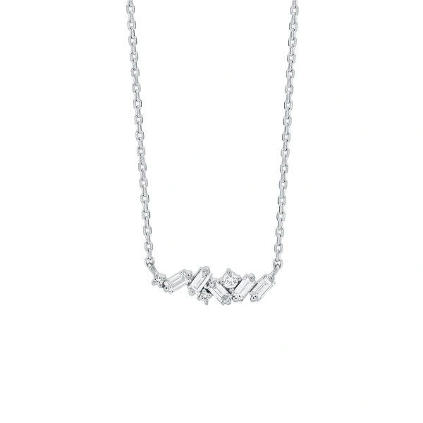 Suzanne Kalan Frenzy Diamond Mini Bar Pendant in 18K White Gold | Fine Necklaces | Coveti