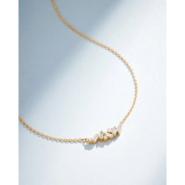 Suzanne Kalan Frenzy Diamond Mini Bar Pendant in 18K Yellow Gold | Fine Necklaces | Coveti