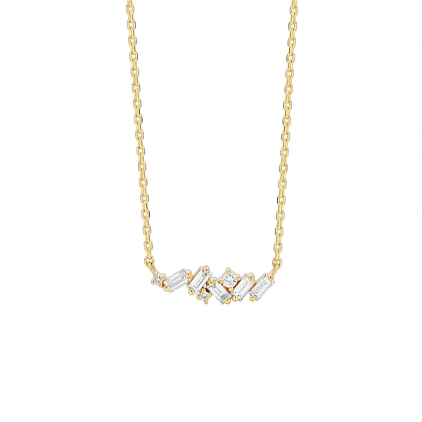 Suzanne Kalan Frenzy Diamond Mini Bar Pendant in 18K Yellow Gold | Fine Necklaces | Coveti