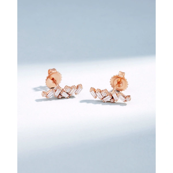 Suzanne Kalan Frenzy Diamond Studs in 18K Rose Gold | Fine Earrings | Coveti