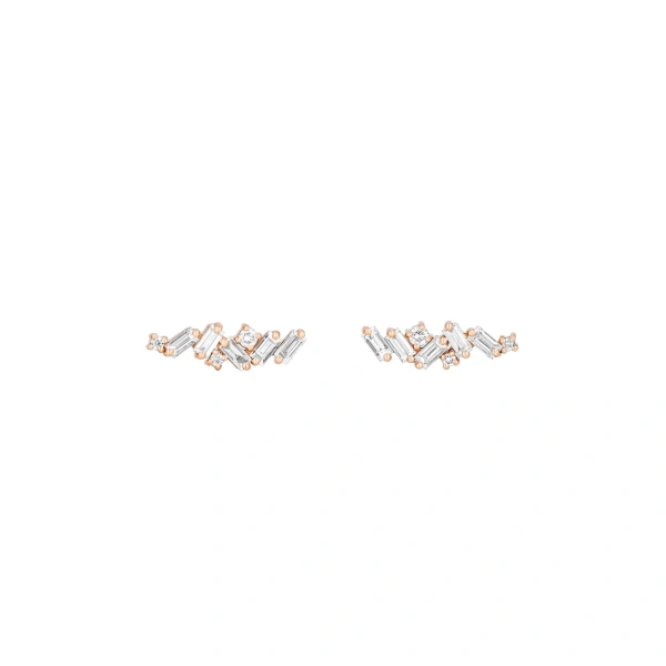Suzanne Kalan Frenzy Diamond Studs in 18K Rose Gold | Fine Earrings | Coveti