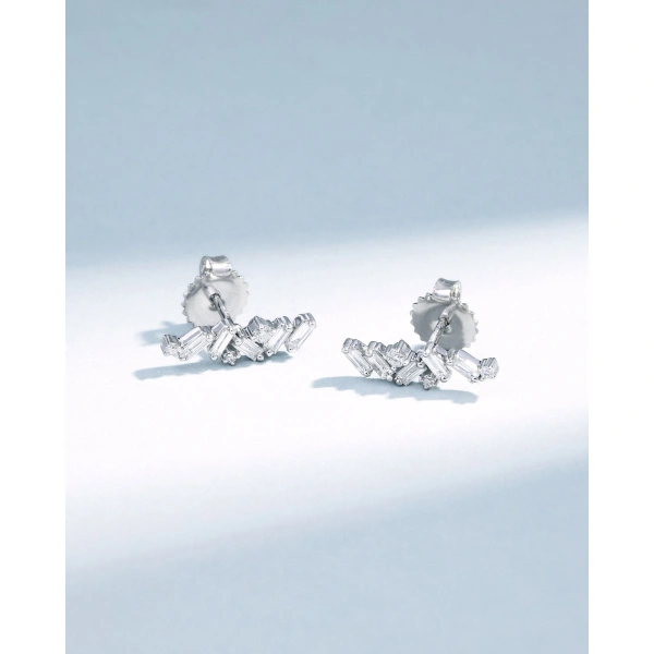 Suzanne Kalan Frenzy Diamond Studs in 18K White Gold | Fine Earrings | Coveti