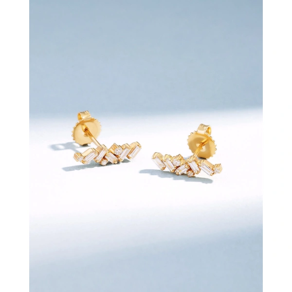 Suzanne Kalan Frenzy Diamond Studs in 18K Yellow Gold | Fine Earrings | Coveti