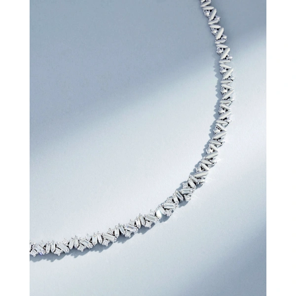 Suzanne Kalan Frenzy Diamond Tennis Necklace in 18K White Gold | Fine Necklaces | Coveti