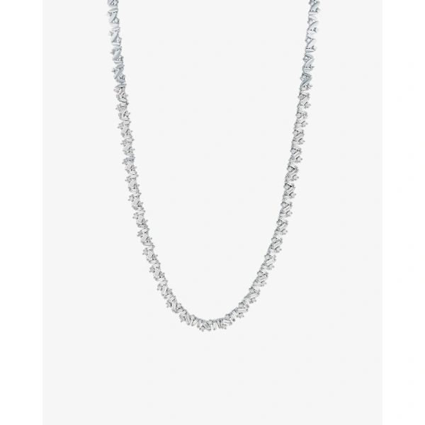 Suzanne Kalan Frenzy Diamond Tennis Necklace in 18K White Gold | Fine Necklaces | Coveti