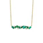 Suzanne Kalan Frenzy Emerald Bar Pendant in 18K Yellow Gold | Fine Necklaces | Coveti