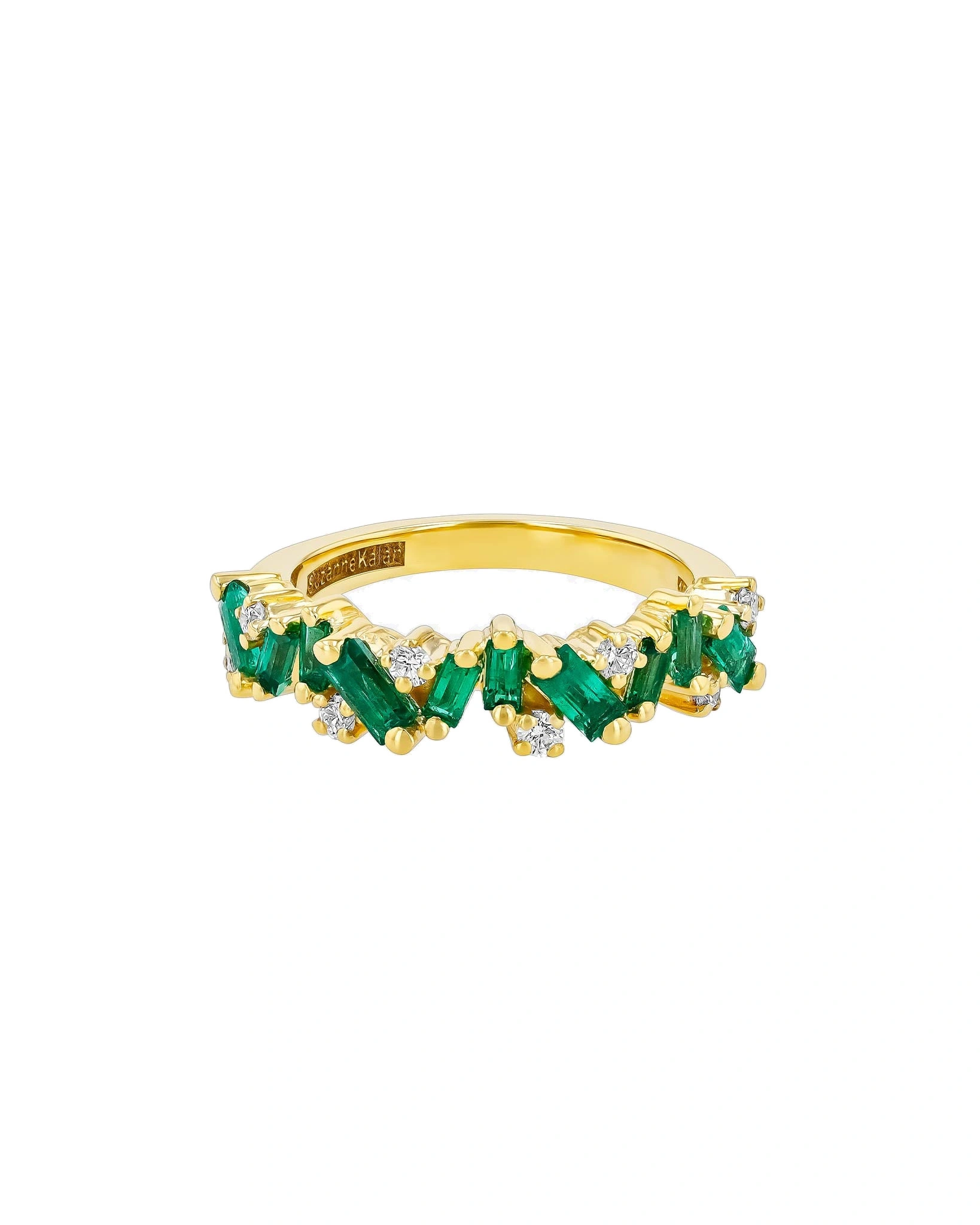 Suzanne Kalan Frenzy Emerald Half Band in 18K Yellow Gold Suzanne Kalan Frenzy Emerald Half Band in 18K Yellow Gold | Fine Rings | Coveti