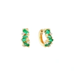 Suzanne Kalan Frenzy Emerald Huggies in 18K Yellow Gold | Fine Earrings | Coveti