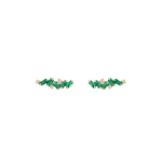 Suzanne Kalan Frenzy Emerald Studs in 18K Yellow Gold | Fine Earrings | Coveti
