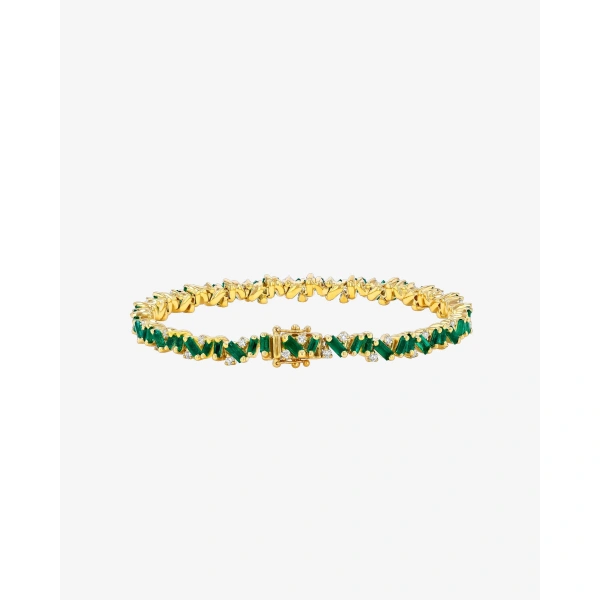 Suzanne Kalan Frenzy Emerald Tennis Bracelet in 18K Yellow Gold | Fine Bracelets | Coveti
