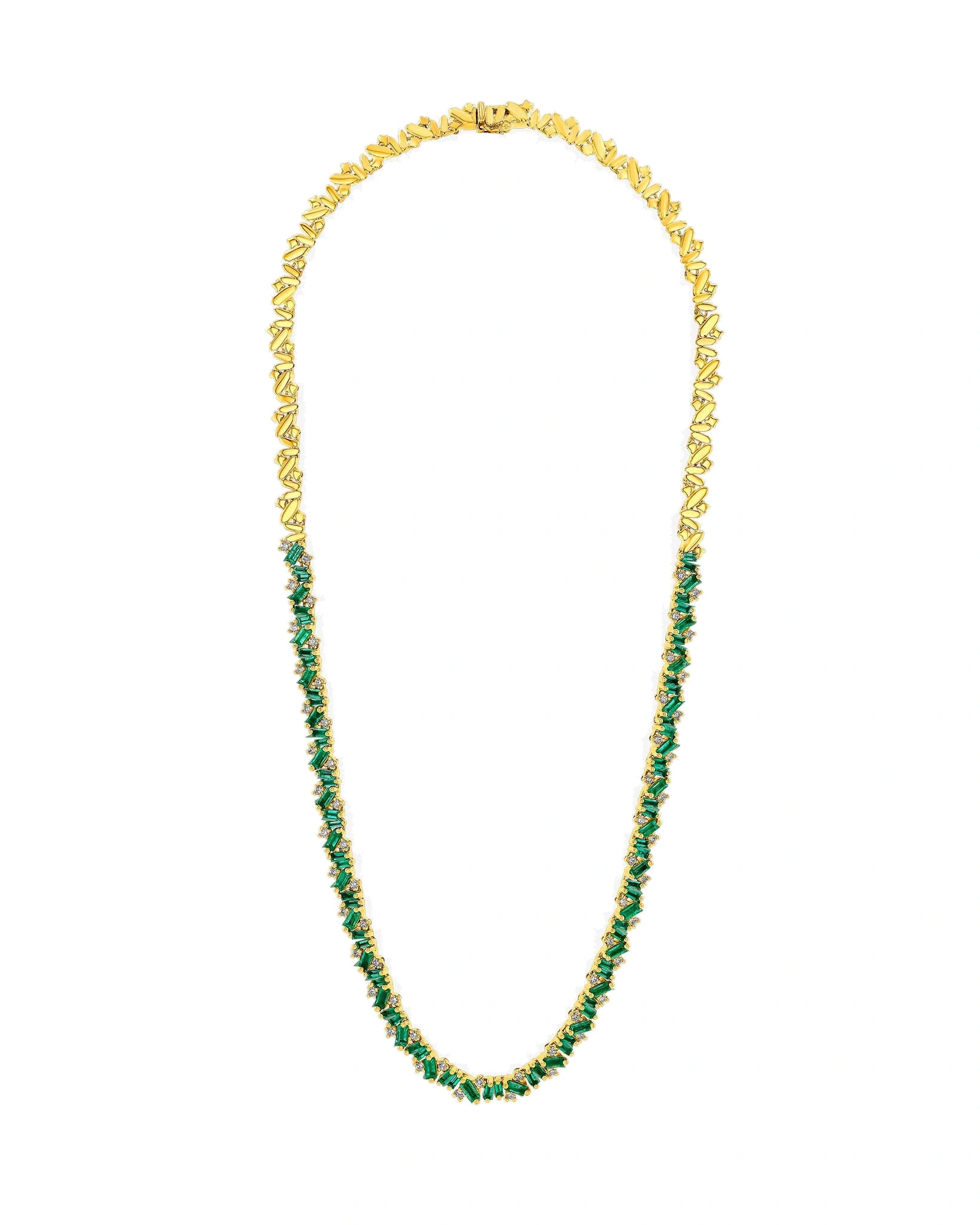 Suzanne Kalan Frenzy Emerald Tennis Necklace in 18K Yellow Gold Suzanne Kalan Frenzy Emerald Tennis Necklace in 18K Yellow Gold | Fine Necklaces | Coveti