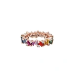 Suzanne Kalan Frenzy Eternity Band in 18K Rose Gold, Rainbow Sapphire | Fine Rings | Coveti