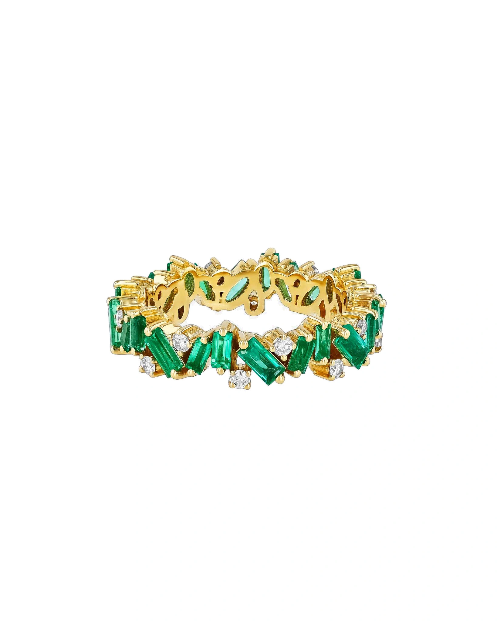 Suzanne Kalan Frenzy Eternity Band in 18K Yellow Gold, Emerald Suzanne Kalan Frenzy Eternity Band in 18K Yellow Gold, Emerald | Fine Rings | Coveti