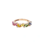 Suzanne Kalan Frenzy Half Band in 18K Rose Gold, Pastel Sapphire | Fine Rings | Coveti
