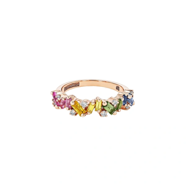 Frenzy Half Band in 18K Rose Gold, Pastel Sapphire
