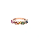 Suzanne Kalan Frenzy Half Band in 18K Rose Gold, Rainbow Sapphire | Fine Rings | Coveti
