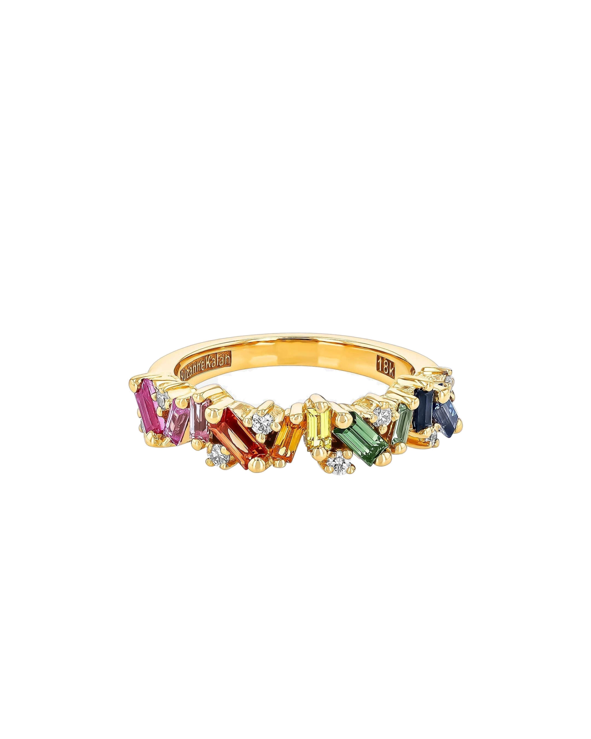 Suzanne Kalan Frenzy Half Band in 18K Yellow Gold, Rainbow Sapphire Suzanne Kalan Frenzy Half Band in 18K Yellow Gold, Rainbow Sapphire | Fine Rings | Coveti