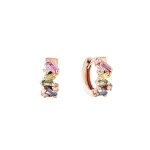 Suzanne Kalan Frenzy Huggies in 18K Rose Gold, Pastel Sapphire | Fine Earrings | Coveti