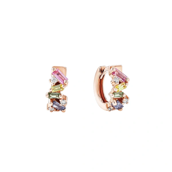 Frenzy Huggies in 18K Rose Gold, Pastel Sapphire