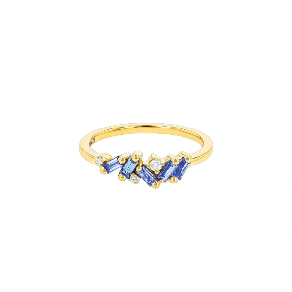 Suzanne Kalan Frenzy Light Blue Sapphire Ring in 18K Yellow Gold | Fine Rings | Coveti
