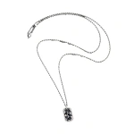 Suzanne Kalan Frenzy Medium Dog Tag Necklace in 18K White Gold, Black Sapphire | Fine Necklaces | Coveti