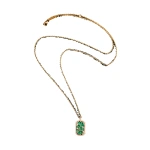 Suzanne Kalan Frenzy Medium Dog Tag Necklace in 18K Yellow Gold, Emerald | Fine Necklaces | Coveti