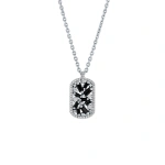 Suzanne Kalan Frenzy Medium Dog Tag Pendant in 18K White Gold, Black Sapphire | Fine Necklaces | Coveti