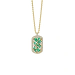 Suzanne Kalan Frenzy Medium Dog Tag Pendant in 18K Yellow Gold, Emerald | Fine Necklaces | Coveti