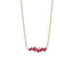 Suzanne Kalan Frenzy Mini Bar Pendant in 18K Rose Gold, Ruby | Fine Necklaces | Coveti
