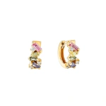 Suzanne Kalan Frenzy Pastel Sapphire Huggies in 18K Yellow Gold | Fine Earrings | Coveti