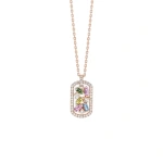 Suzanne Kalan Frenzy Pastel Sapphire Mini Dog Tag Pendant in 18K Rose Gold | Fine Necklaces | Coveti