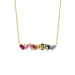 Suzanne Kalan Frenzy Rainbow Sapphire Bar Pendant in 18K Yellow Gold | Fine Necklaces | Coveti