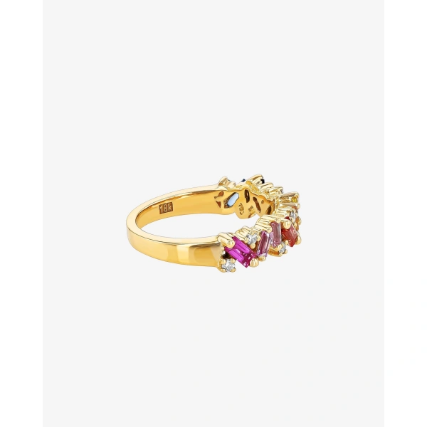 Suzanne Kalan Frenzy Rainbow Sapphire Half Band in 18K Yellow Gold | Fine Rings | Coveti