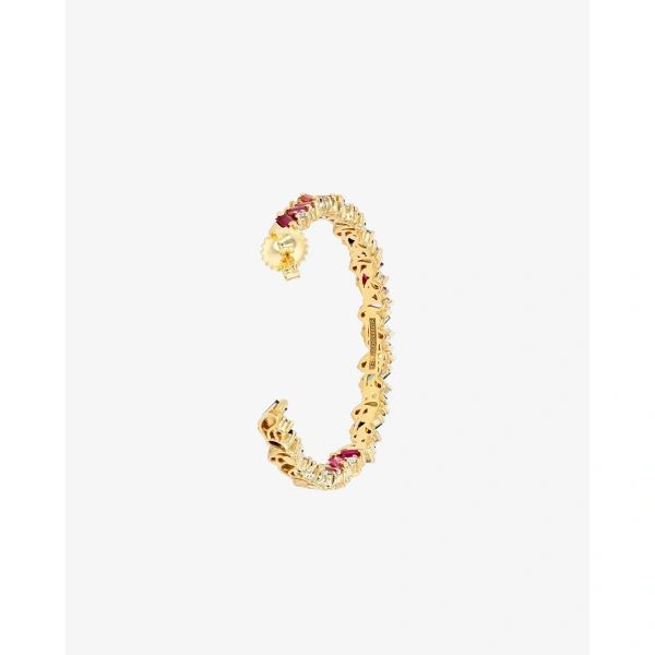 Suzanne Kalan Frenzy Rainbow Sapphire Milli Hoops in 18K Yellow Gold | Fine Earrings | Coveti