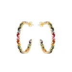 Suzanne Kalan Frenzy Rainbow Sapphire Milli Hoops in 18K Yellow Gold | Fine Earrings | Coveti