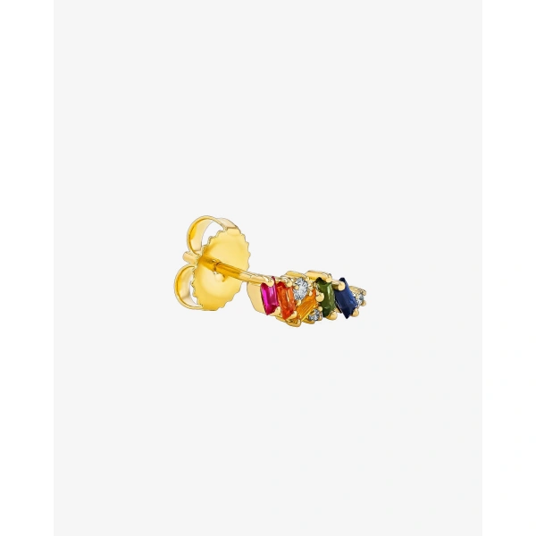 Suzanne Kalan Frenzy Rainbow Sapphire Studs in 18K Yellow Gold | Fine Earrings | Coveti